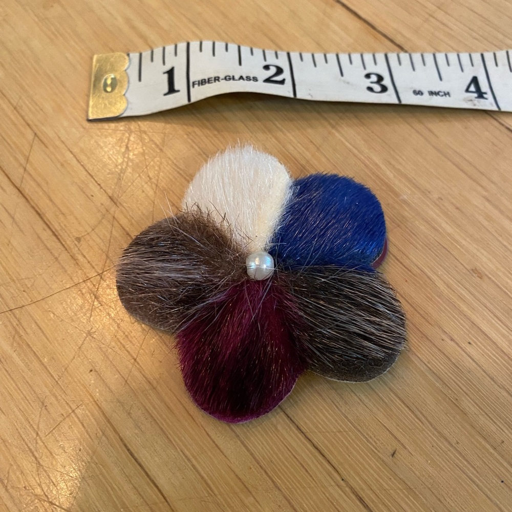Sealskin and bead flower hair clip